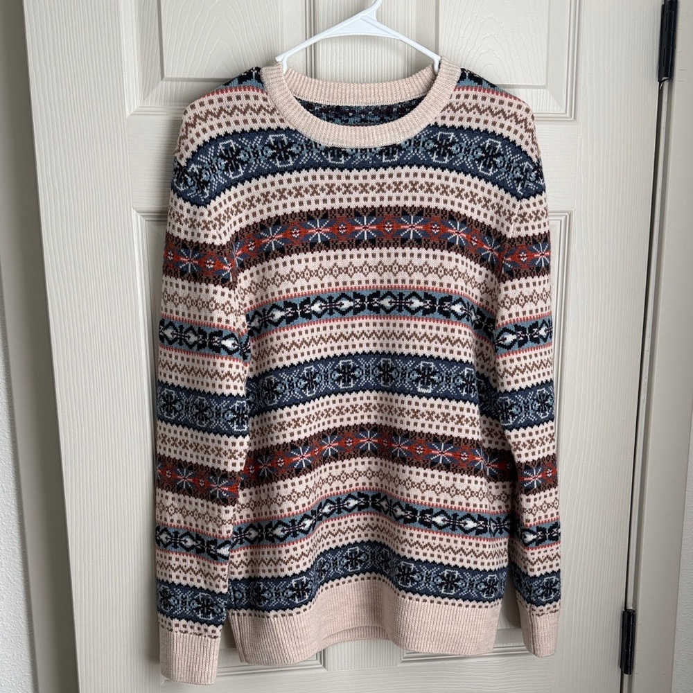 UNTUCKit Multicolor Patterned Crew Neck Sweater - image 1